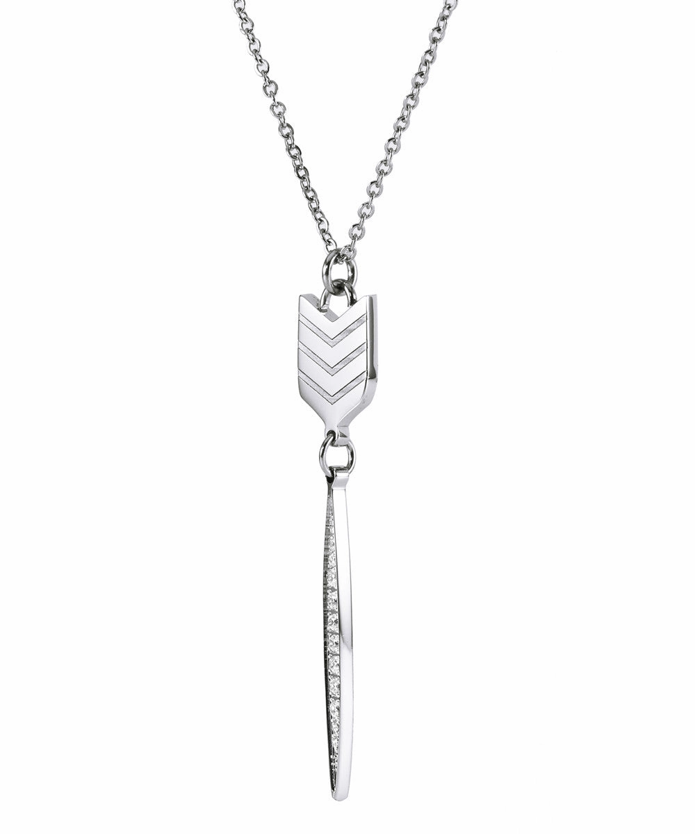 Addison 18k White Gold Plated Arrow Drop Necklace with Simulated Diamond Crystals  Final Sale