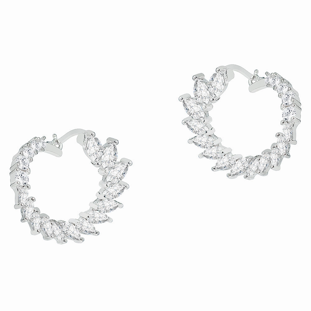 Adelyn 18k Gold Plated Sideways Hoop Earrings with Simulated Diamond Crystals  Final Sale