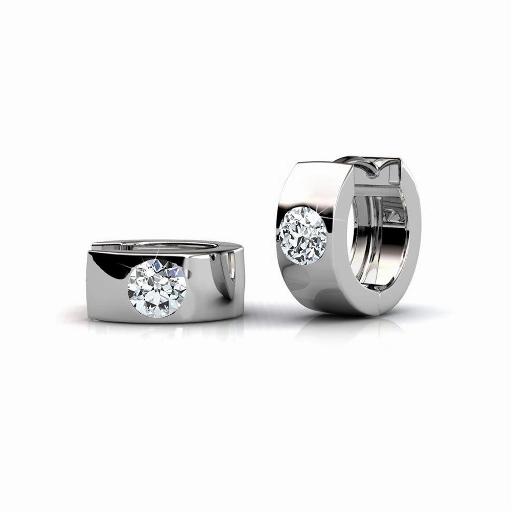 Alana 18k White Gold Plated Small Hoop Earrings with Swarovski Crystals  Final Sale