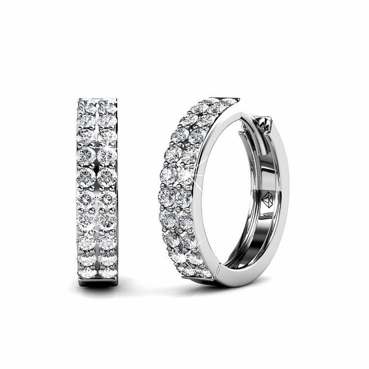 Alice 18k White Gold Plated 17mm Hoop Earrings with Swarovski Crystals