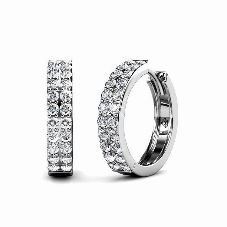 Alice 18k White Gold Plated 17mm Hoop Earrings with Swarovski Crystals