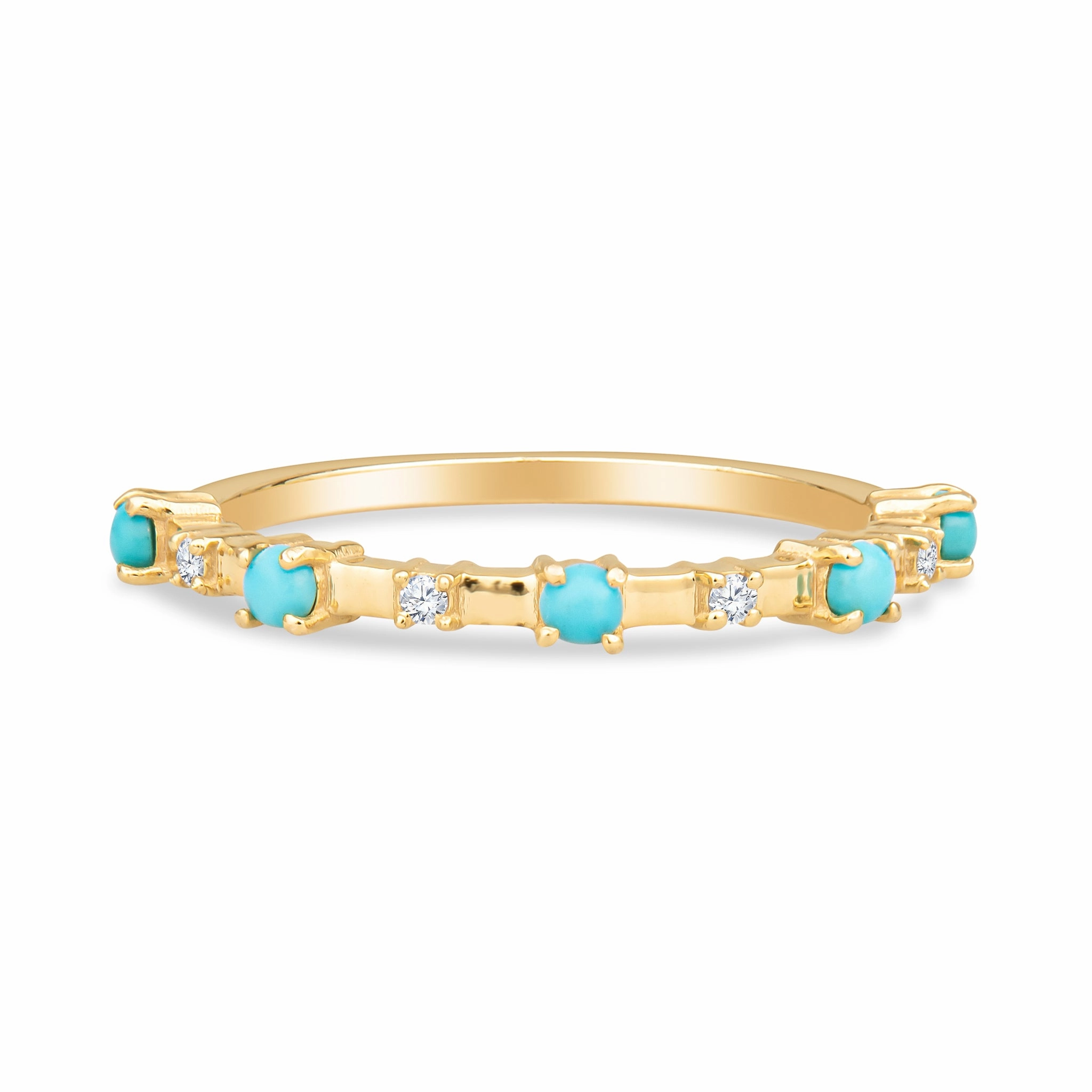 Alyssa 14K Gold Turquoise Dainty Ring with White Diamonds