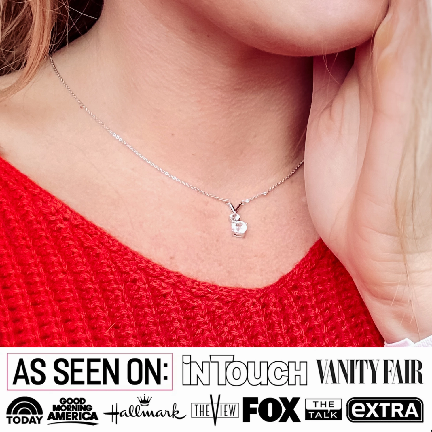 Andy 18k White Gold Plated 2-Stone Pendant Necklace with Swarovski Crystals