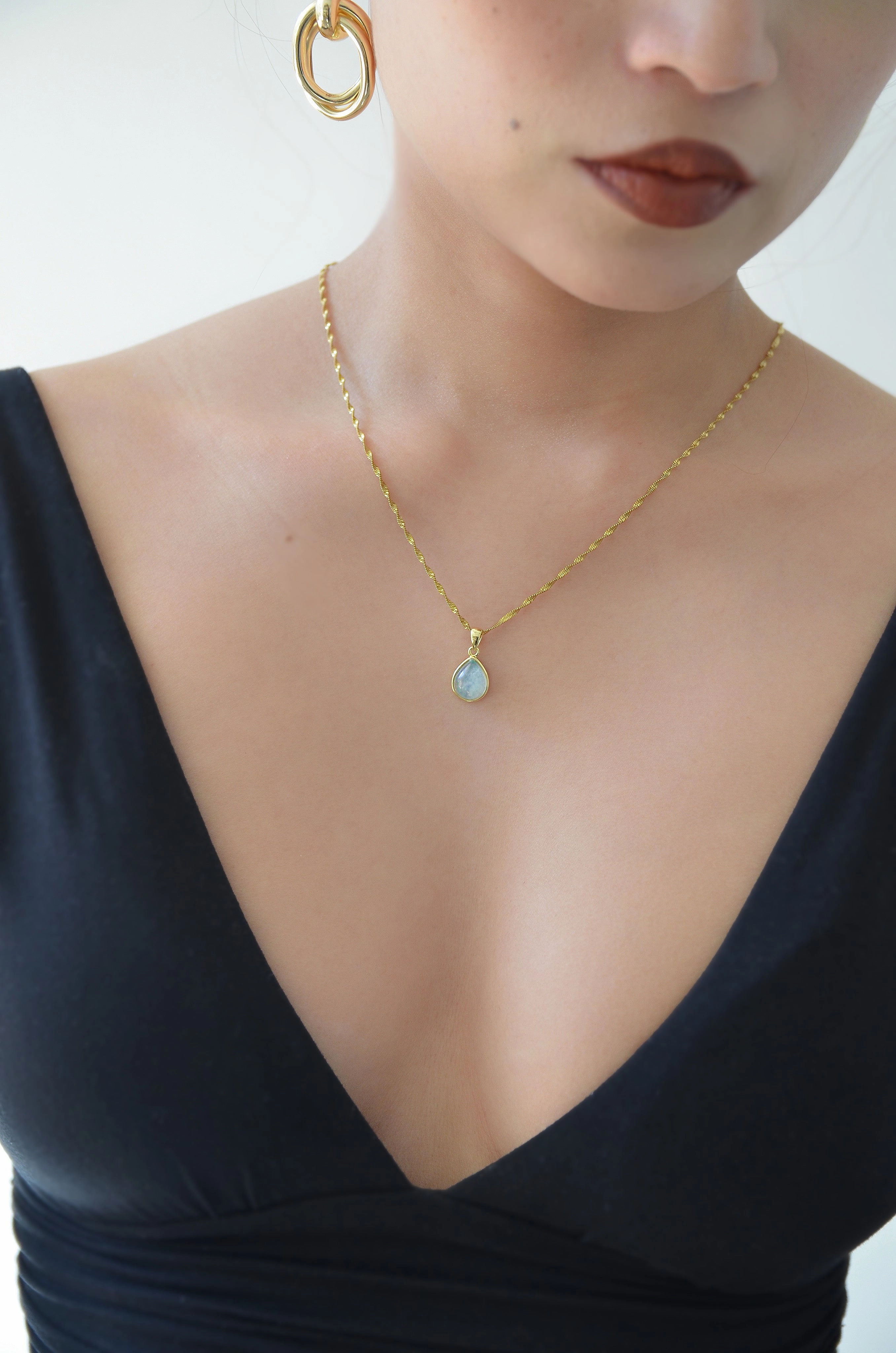 AQUAMARINE AGIMAT TEARDROP NECKLACE