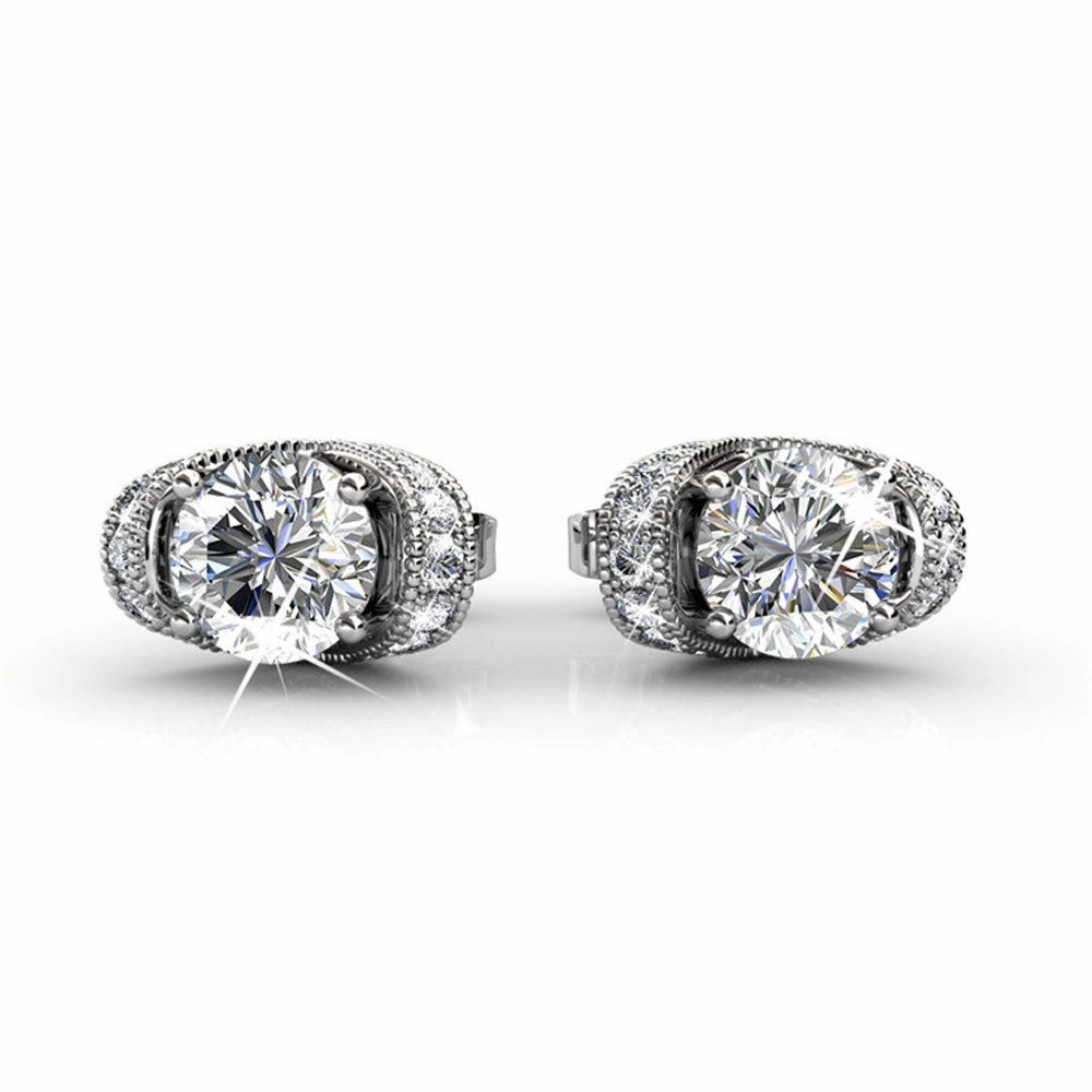Astrid 18k White Gold Plated Stud Earrings with Swarovski Crystal  Final Sale