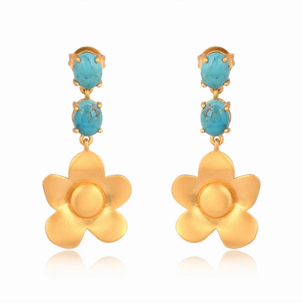 Beachside Bloom Drop Earrings - Turquoise