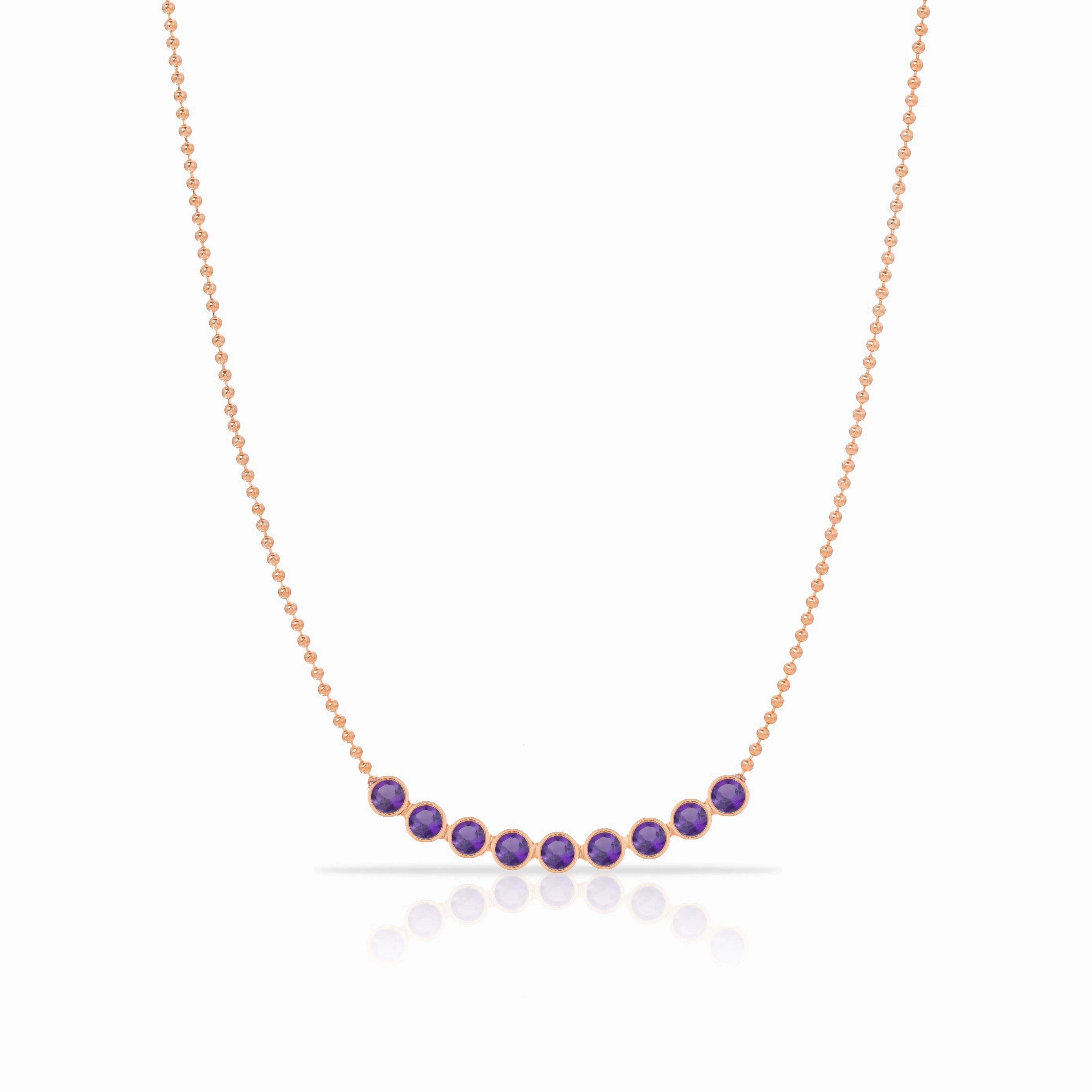 Birthstone Arc Layering Necklace - Rose Gold