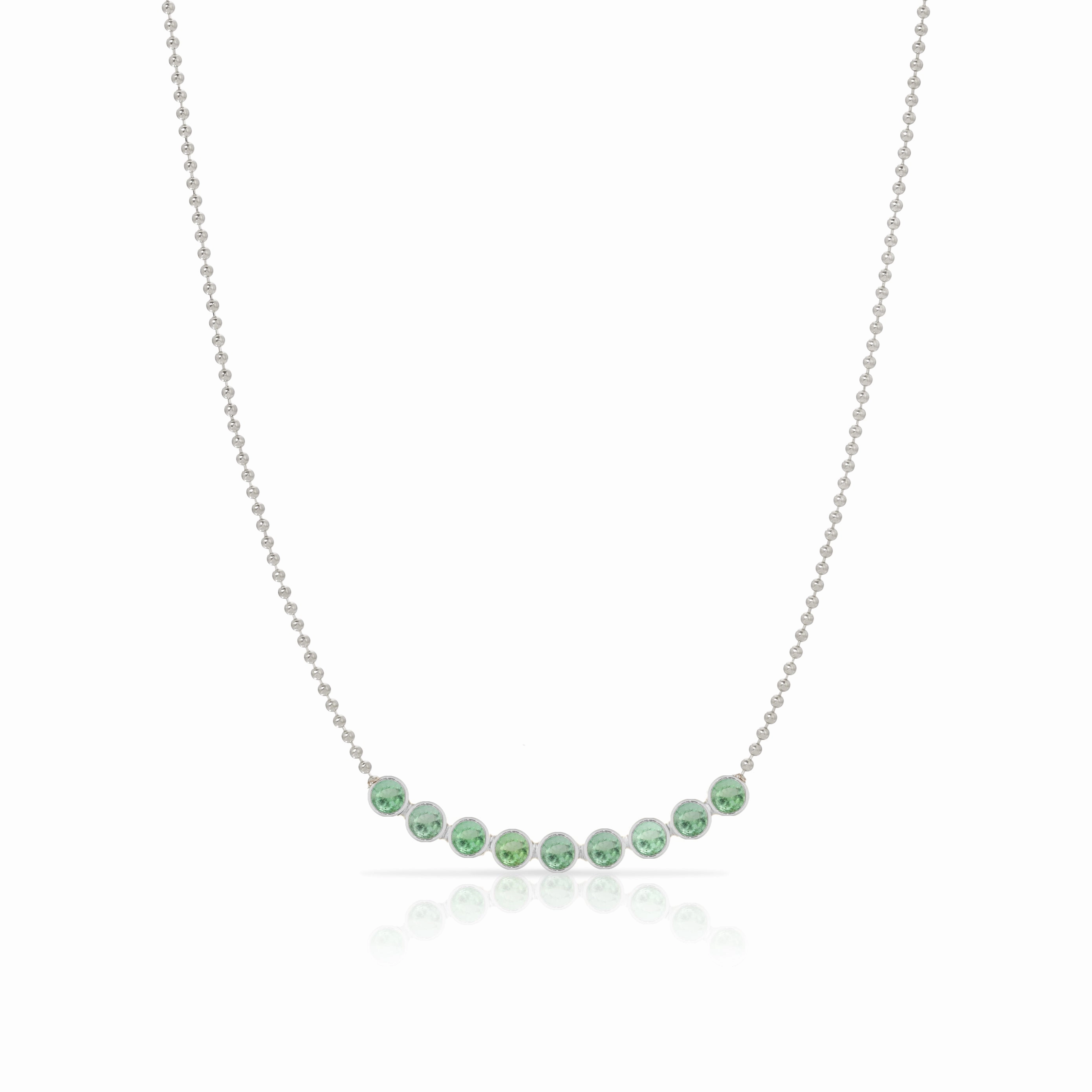 Birthstone Arc Layering Necklace - White Gold