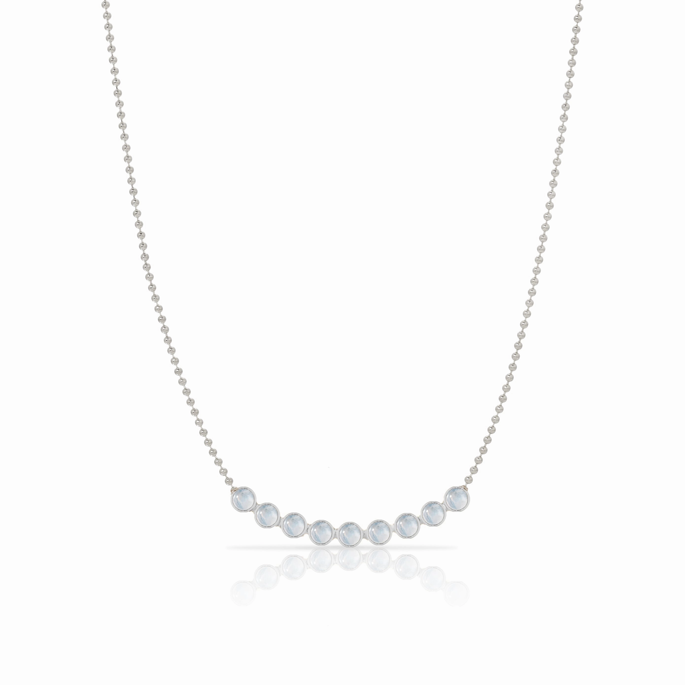 Birthstone Arc Layering Necklace - White Gold