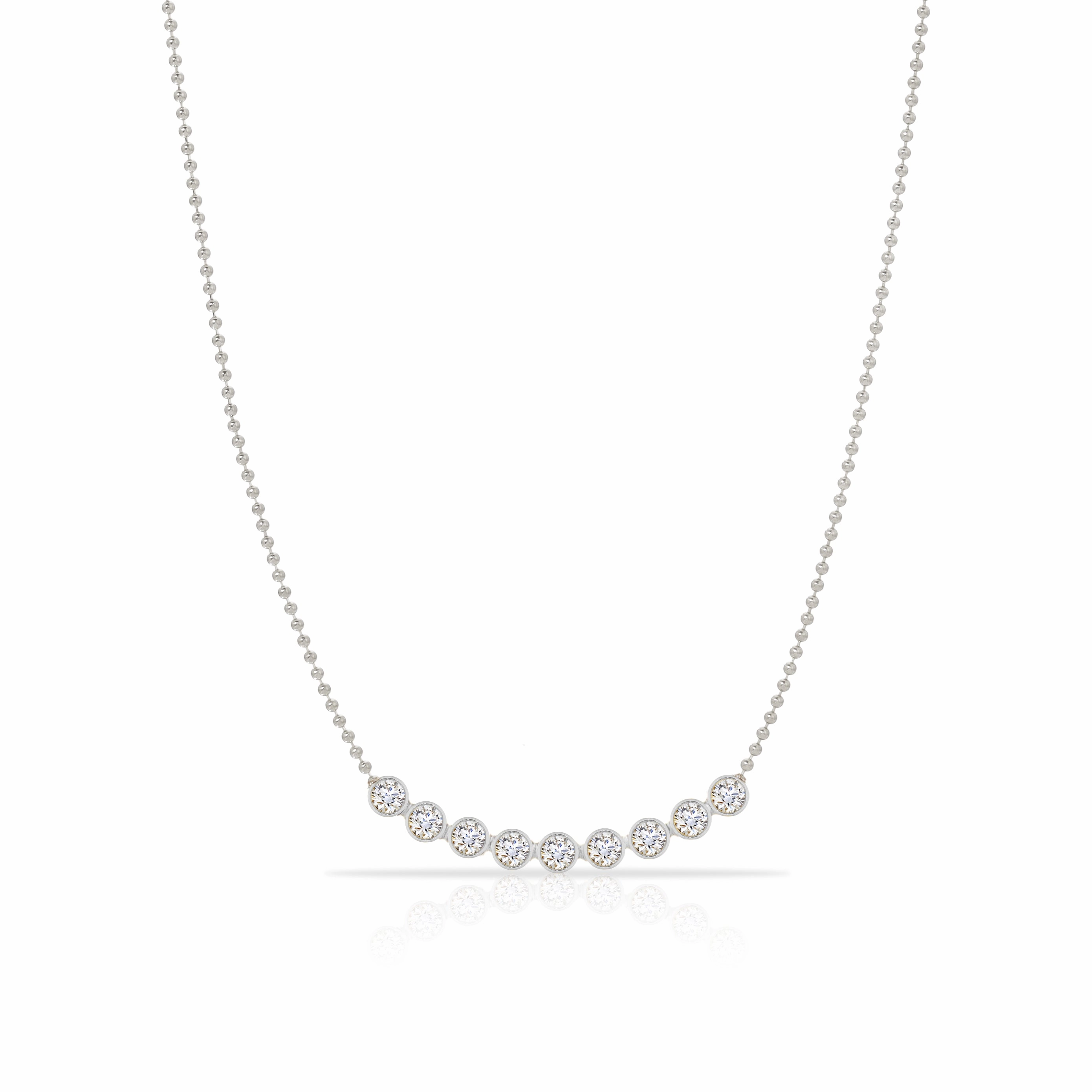 Birthstone Arc Layering Necklace - White Gold