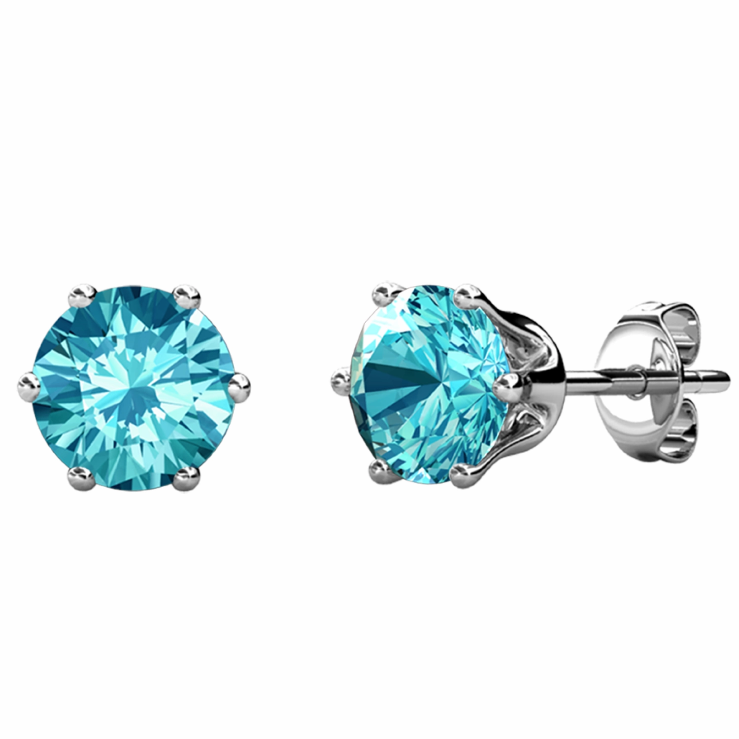 Birthstone Earrings 18k White Gold Plated Stud Earrings with 1CT Solitaire Swarovski Crystals