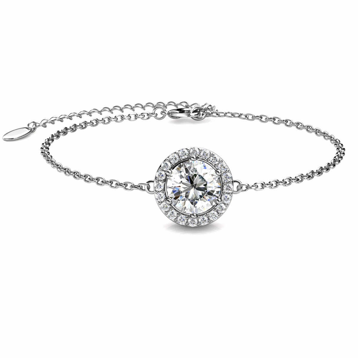 Blake 18k White Gold Plated Halo Bracelet with Swarovski Crystals