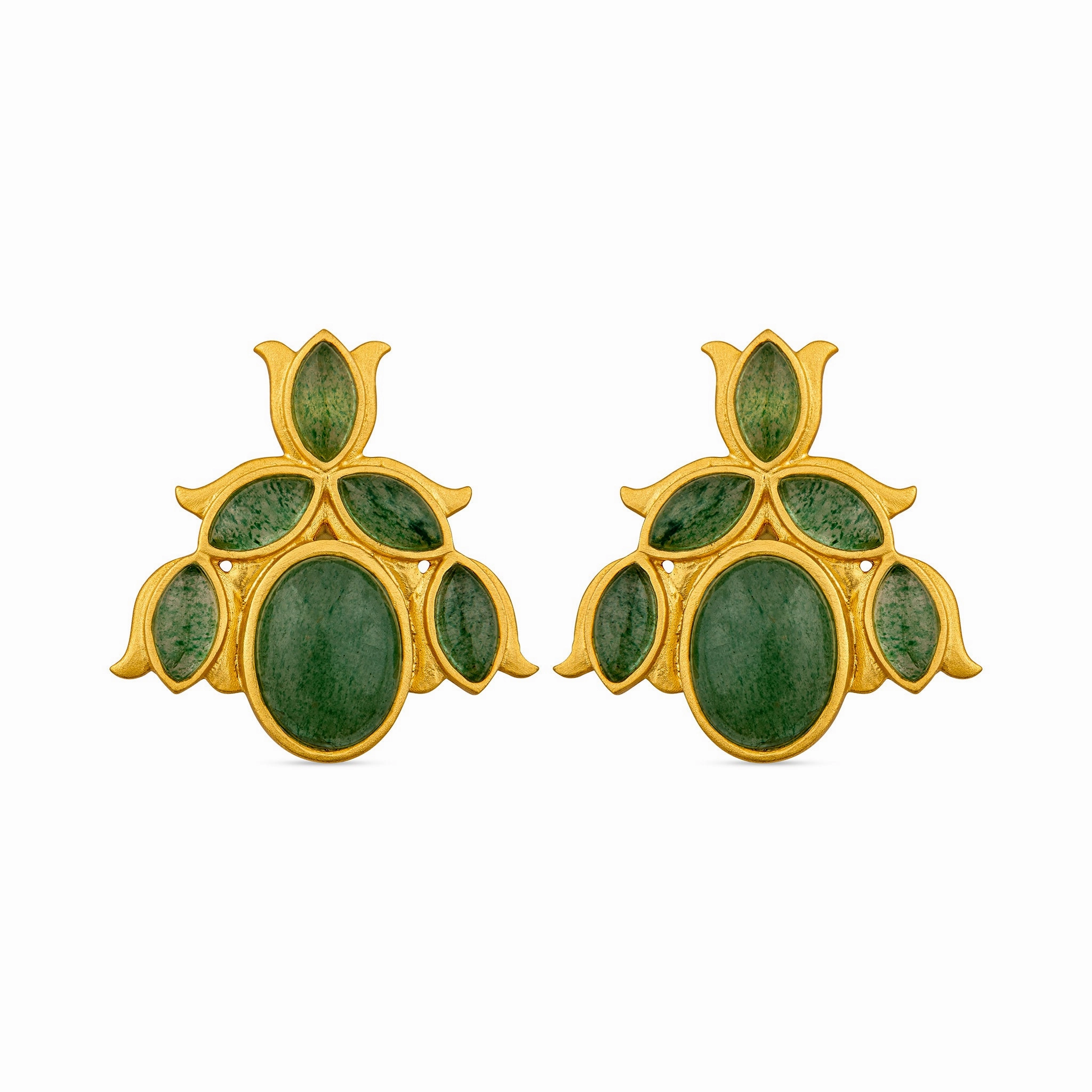 Bluebell Stud Earrings - Green Strawberry Quartz
