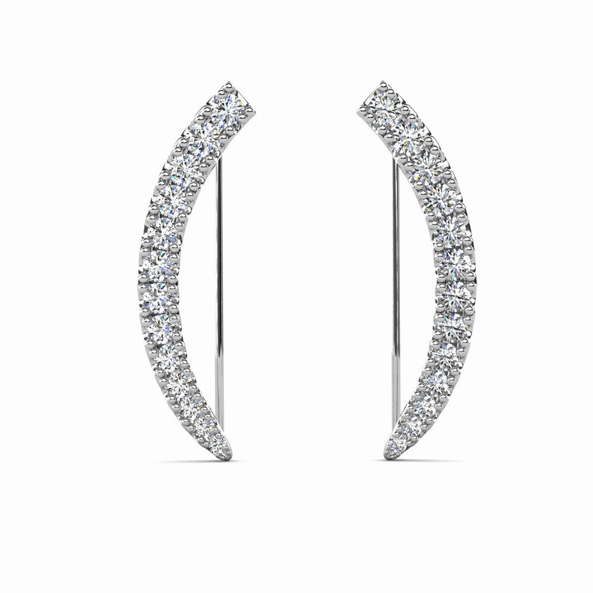 Camila 18k White Gold Plated Ear Climber Earrings with Simulated Diamond Crystals