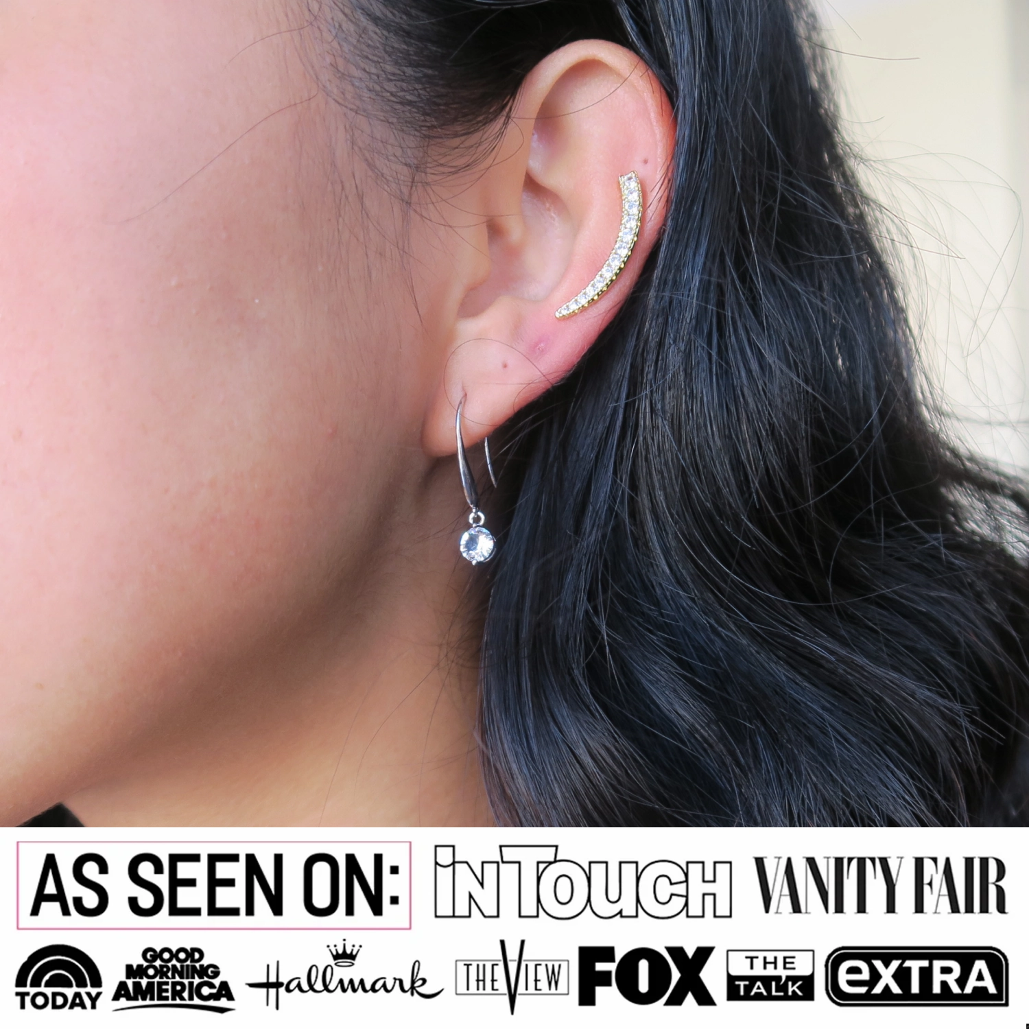 Camila 18k White Gold Plated Ear Climber Earrings with Simulated Diamond Crystals