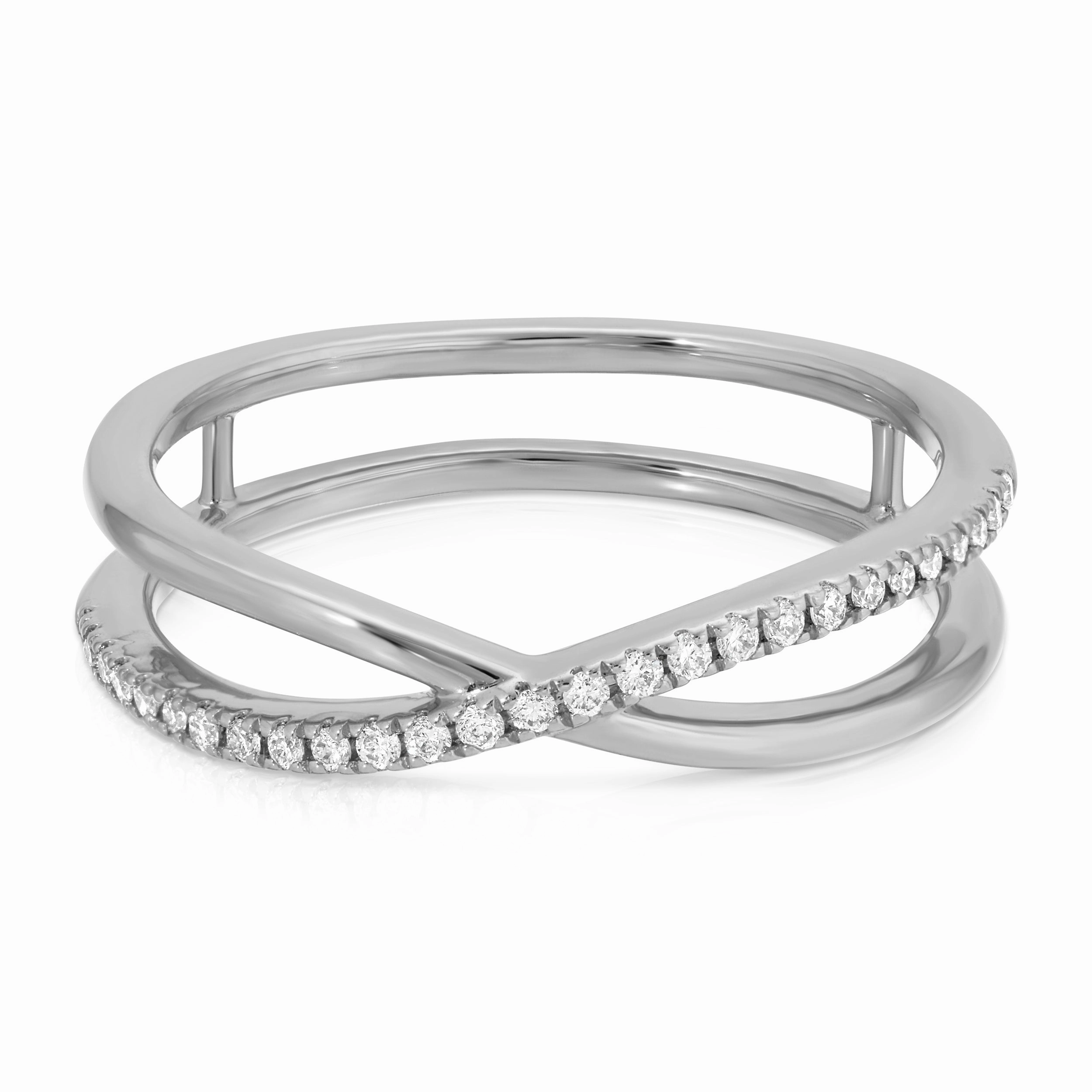 Criss-Cross Diamond Duo Ring