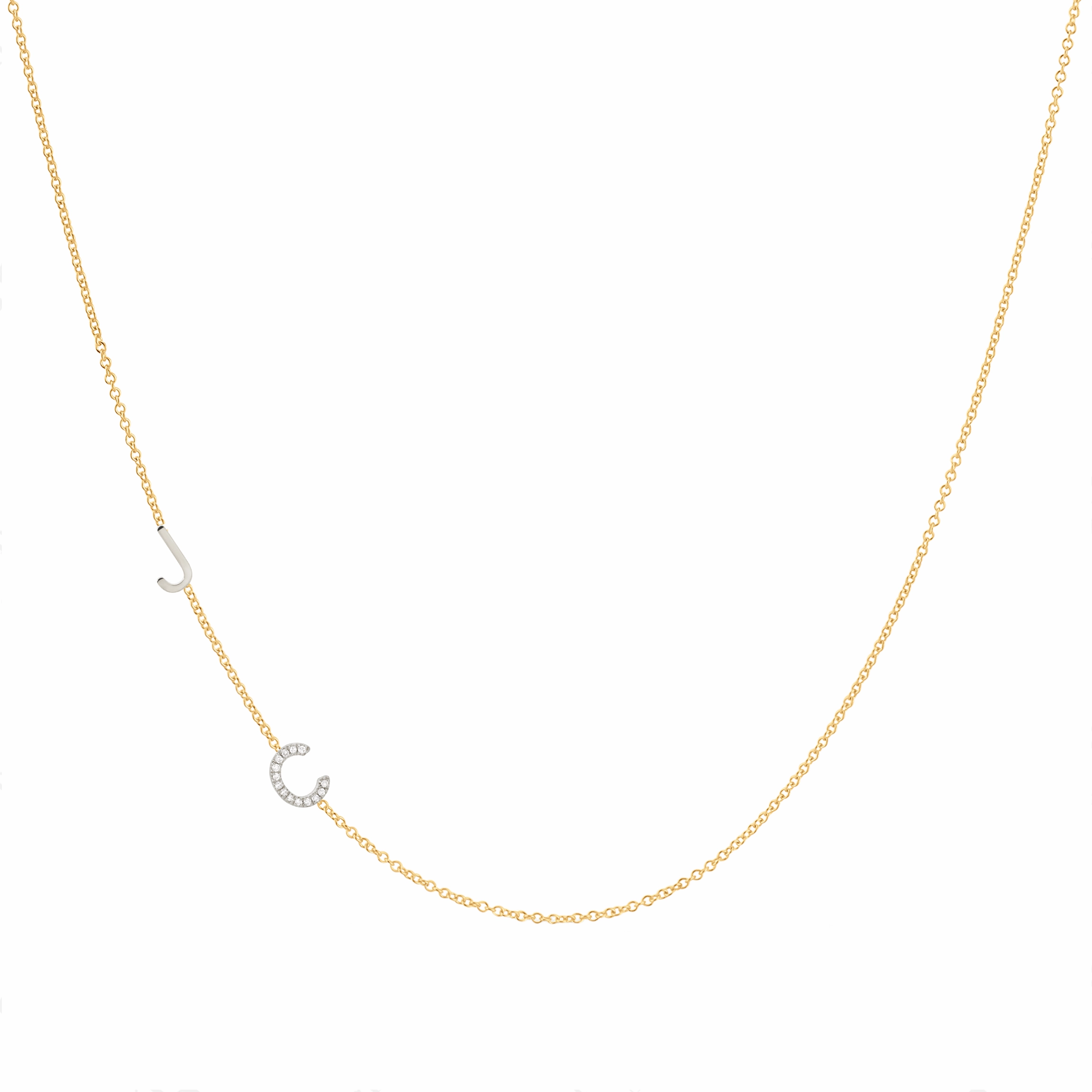 Custom Mixed Gold Necklace - 2 Letter