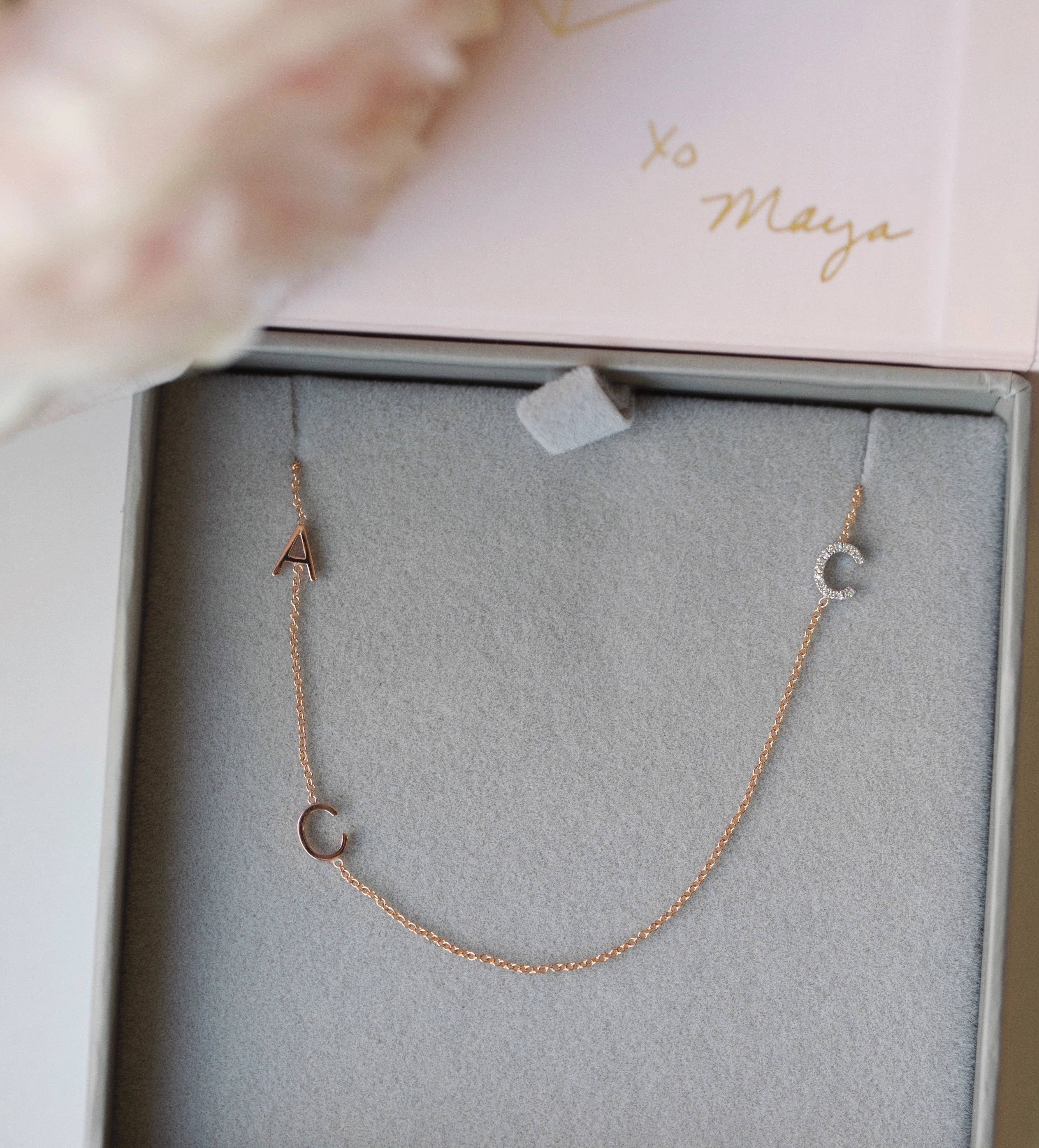 Custom Mixed Gold Necklace - 3 Letters