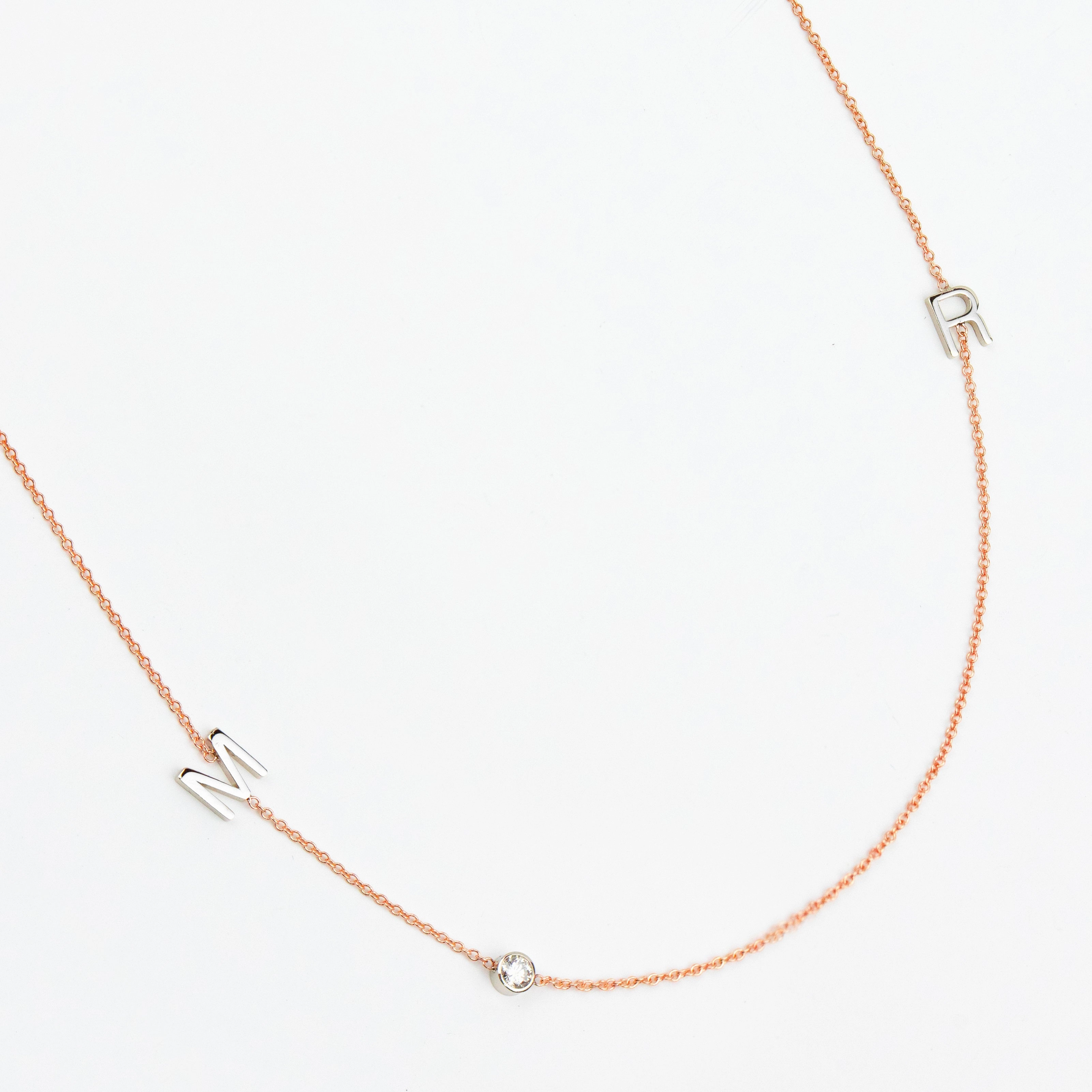 Custom Mixed Gold Necklace - 3 Letters