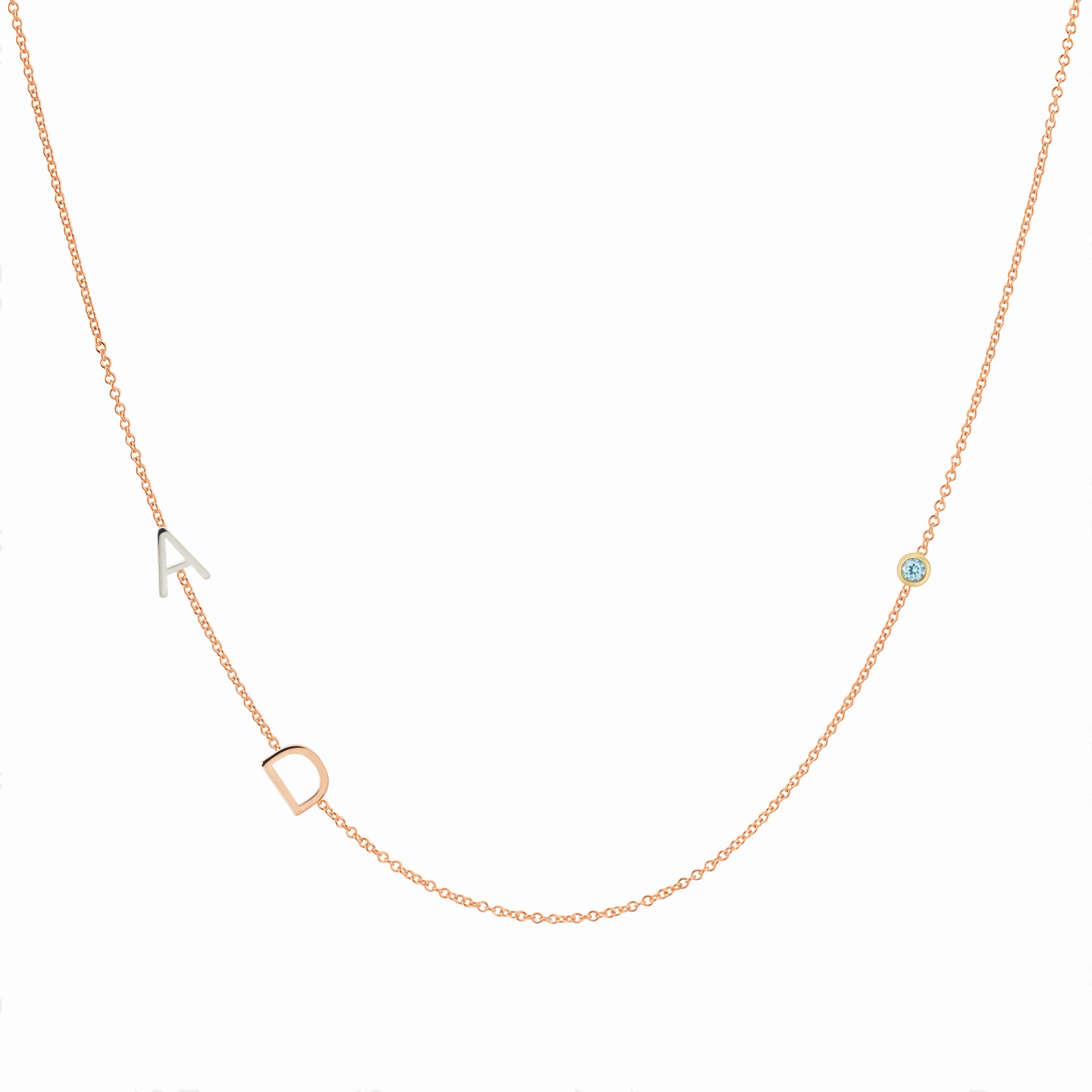 Custom Mixed Gold Necklace - 3 Letters