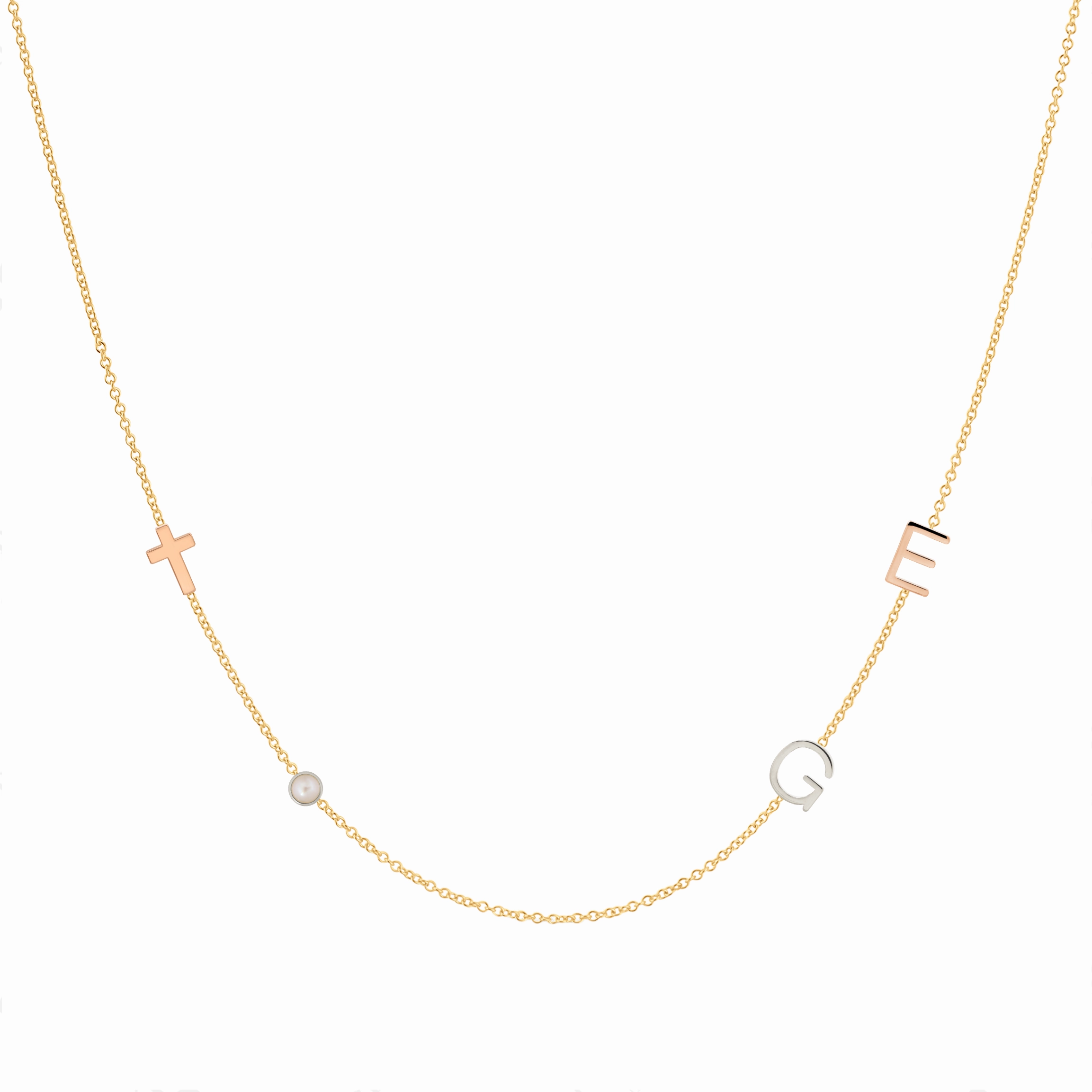 Custom Mixed Gold Necklace - 4 Letter