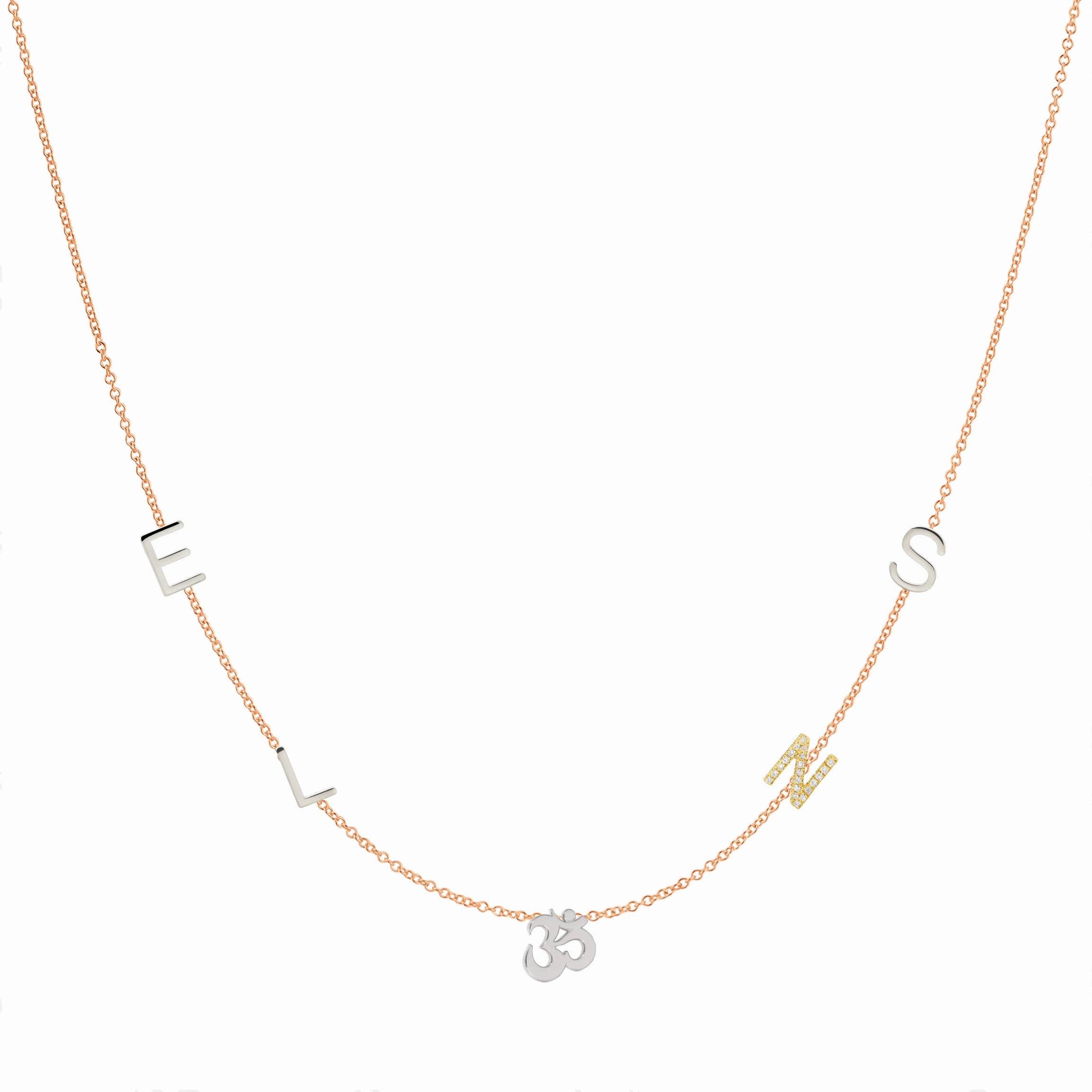 Custom Mixed Gold Necklace - 5 Letter