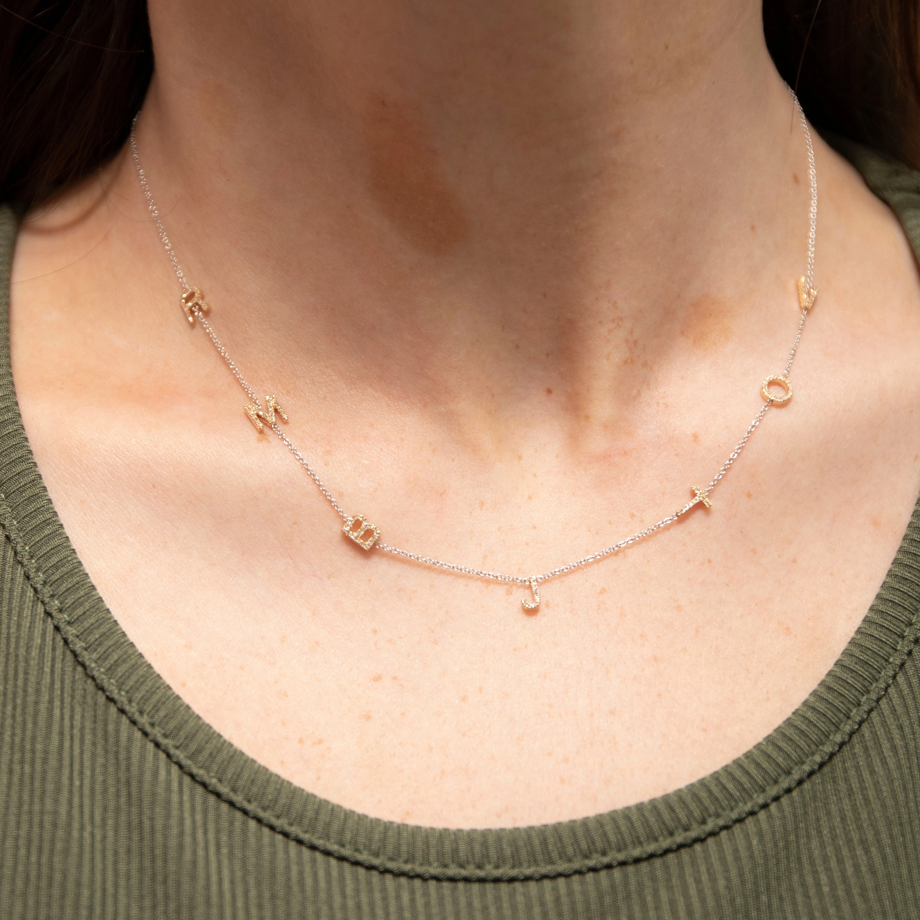 Custom Mixed Gold Necklace - 7 Letter