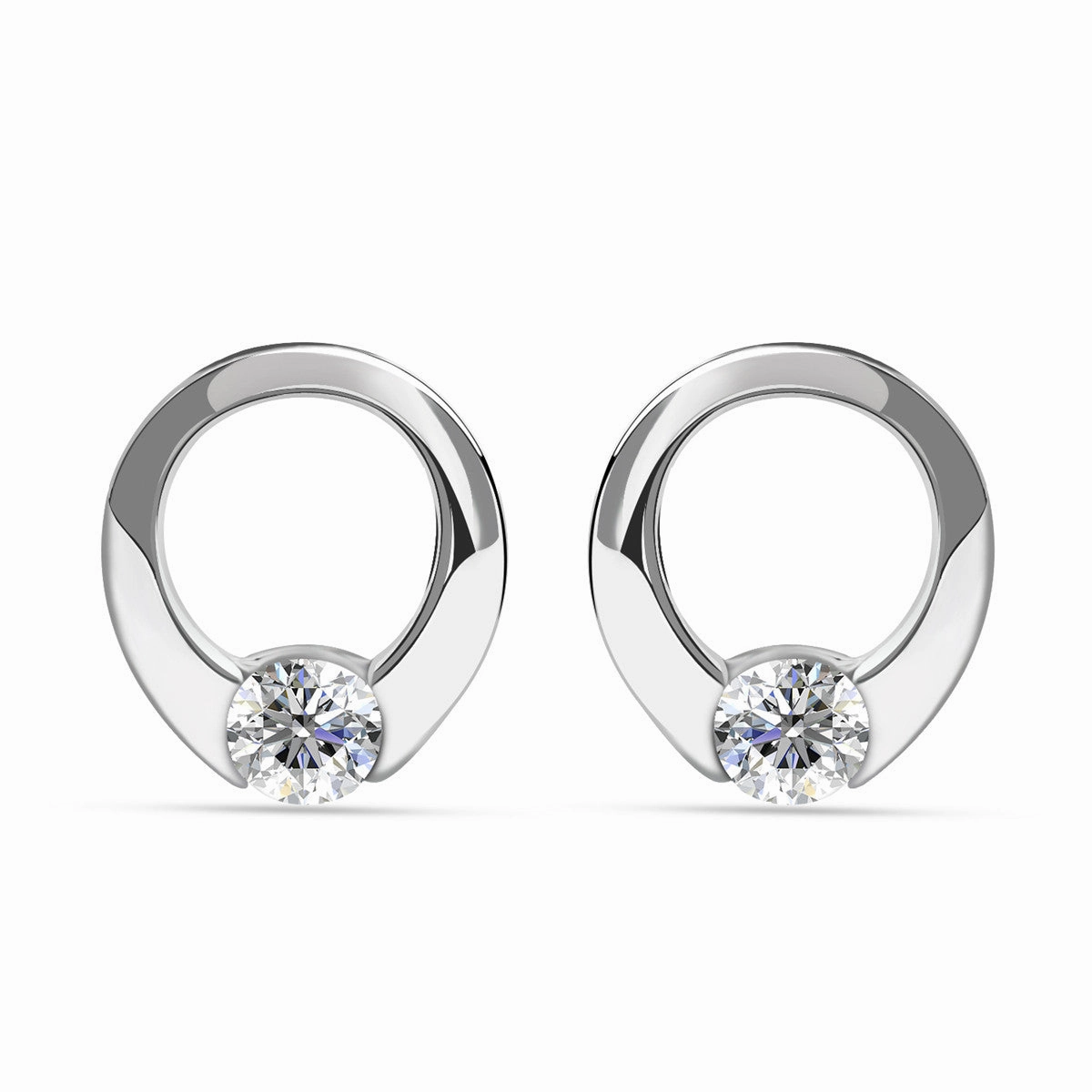 Dahlia 18k White Gold Plated 12mm Hoop Earrings with Swarovski Crystal