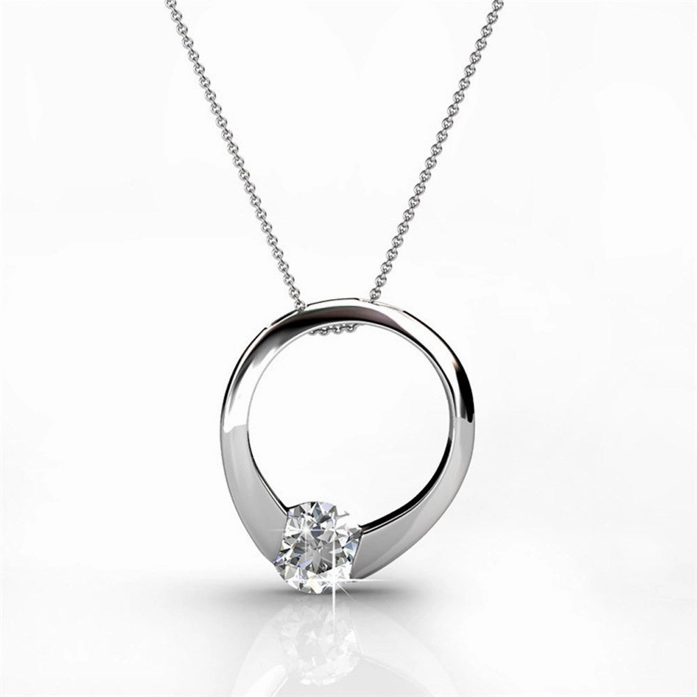 Dahlia 18k White Gold Plated Hoop Necklace with Swarovski Crystal