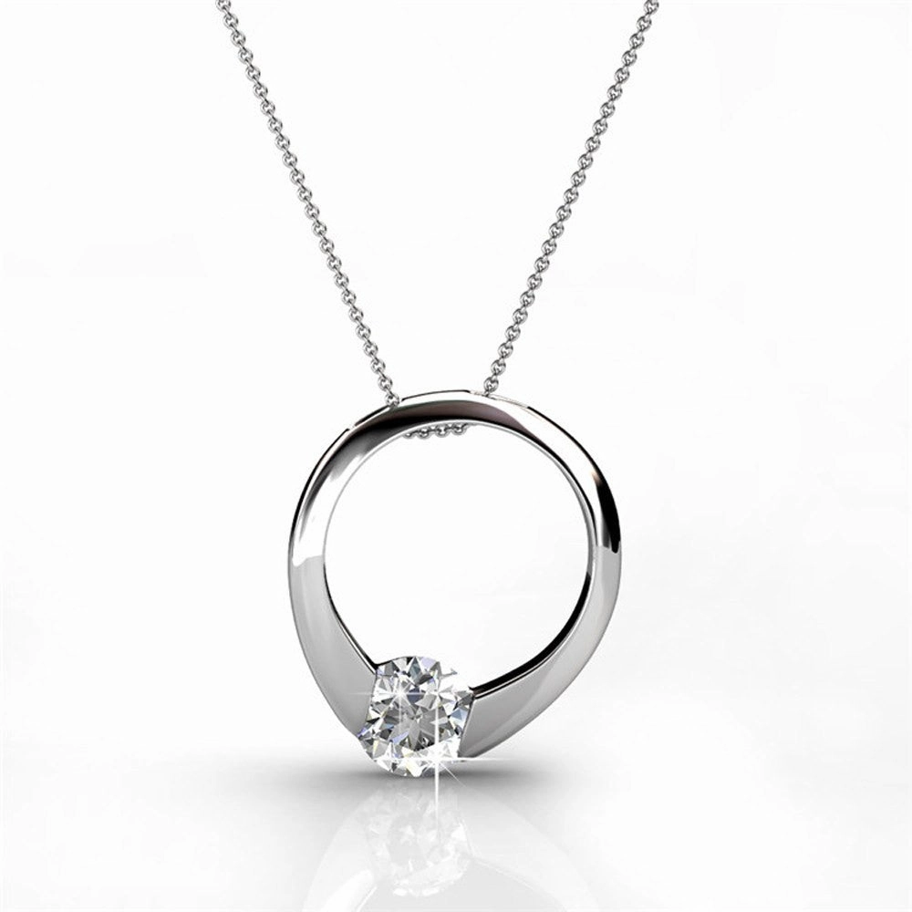 Dahlia 18k White Gold Plated Hoop Necklace with Swarovski Crystal