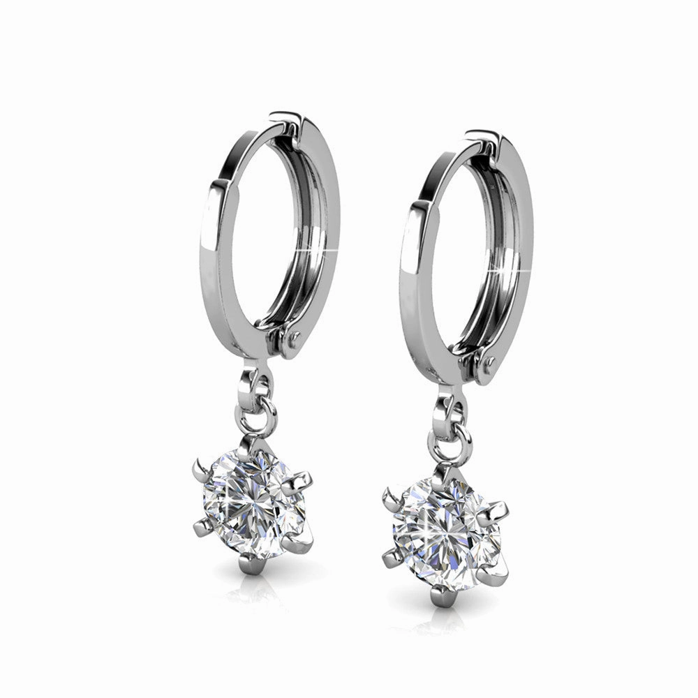 Davina 18k White Gold Plated Hoop Dangle Earrings with Swarovski Crystals  Final Sale