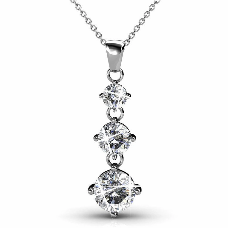 Delilah 18k White Gold Plated Drop Pendant Necklace with Swarovski Crystals