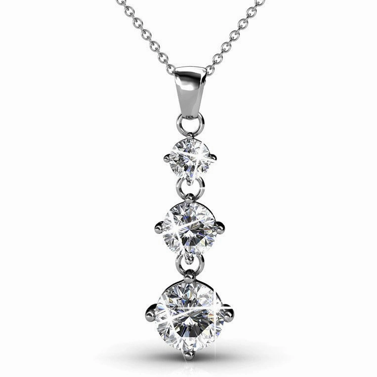 Delilah 18k White Gold Plated Drop Pendant Necklace with Swarovski Crystals