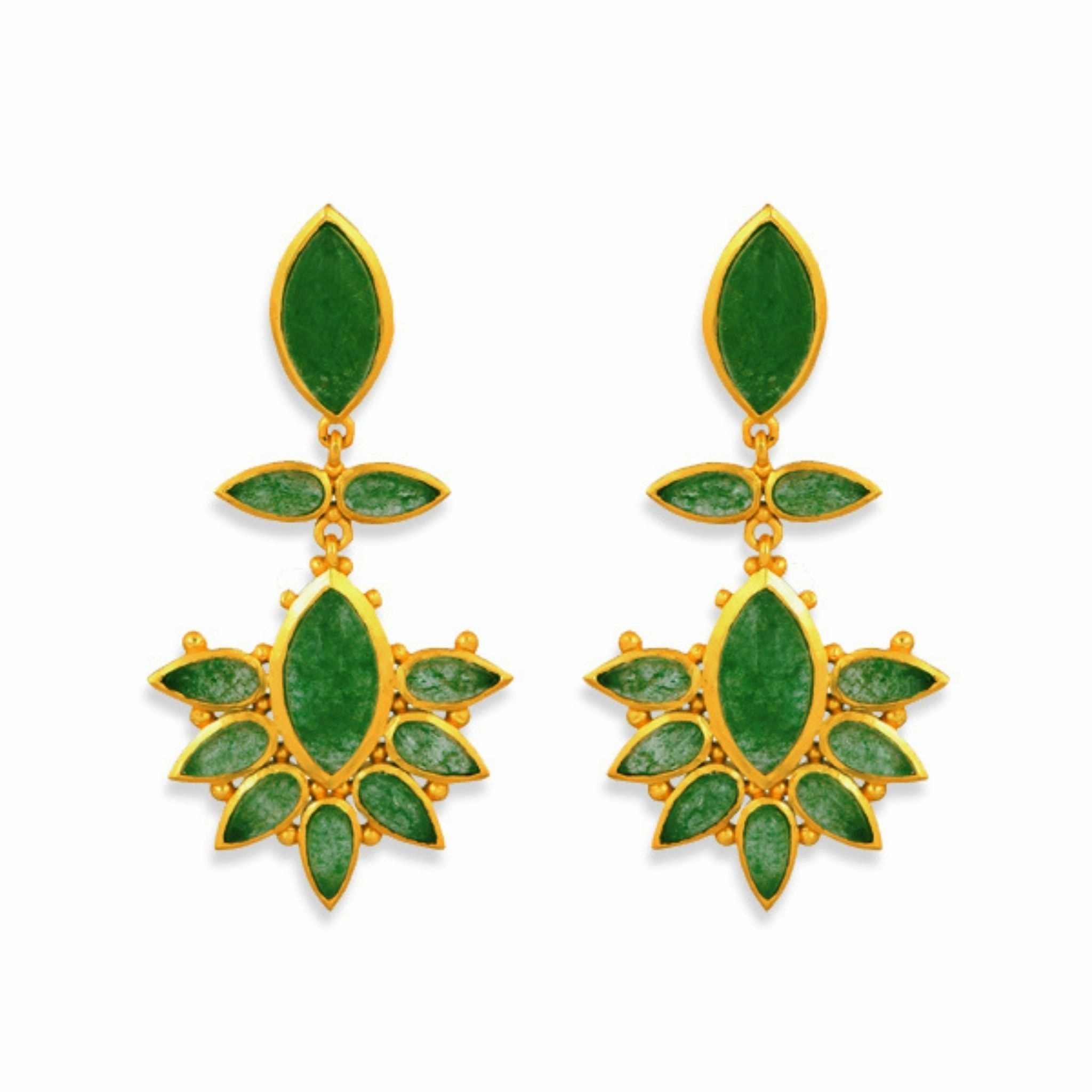 Dreamcatcher Drop Earrings - Green Strawberry Quartz