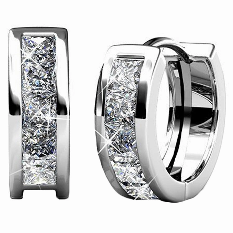 Giselle 18k White Gold Plated 15mm Hoop Crystal Earrings with Swarovski Crystals
