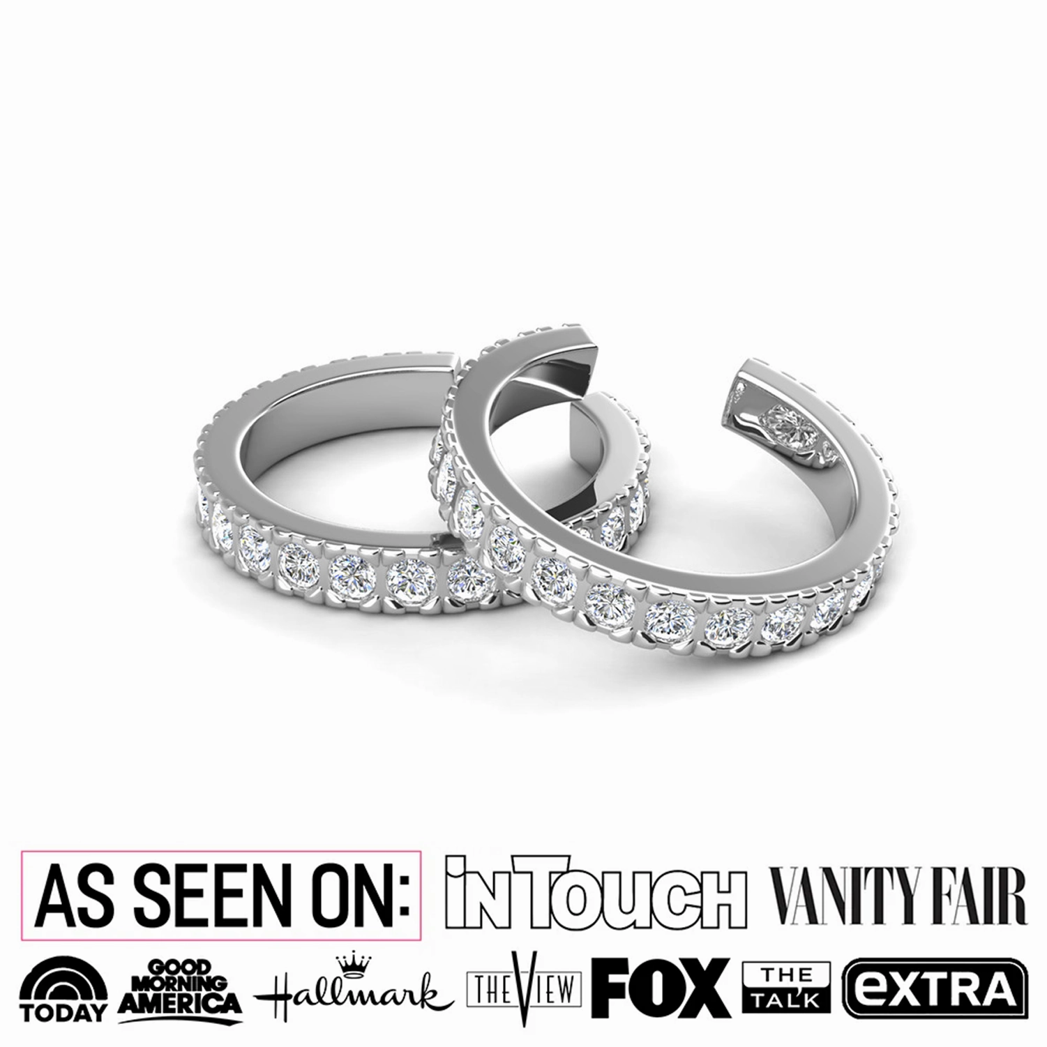 Gloria 18k White Gold Plated Hoop Ear Cuff with Swarovski Crystals