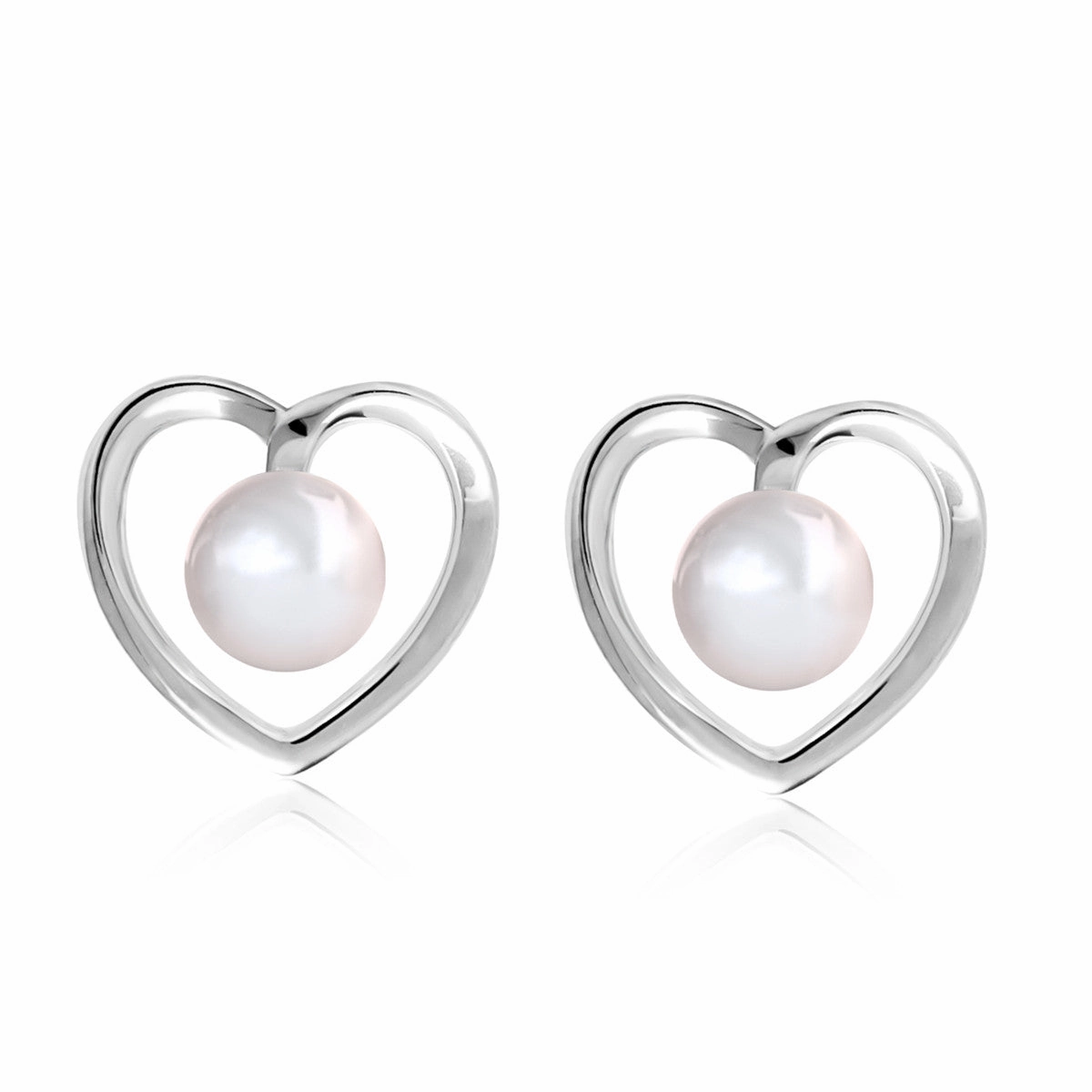 Harley 18k White Gold Plated Heart Stud Earrings with Shell Pearls