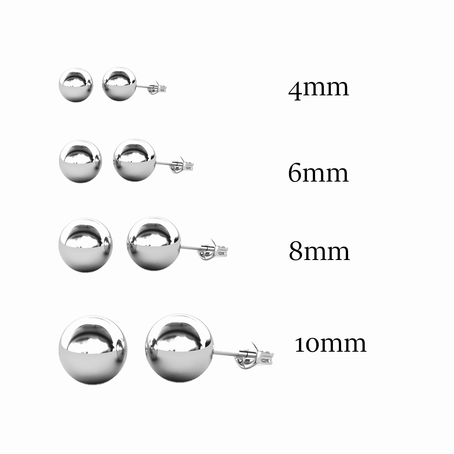 Harper 18k White Gold Plated Sterling Silver Ball Stud Earrings