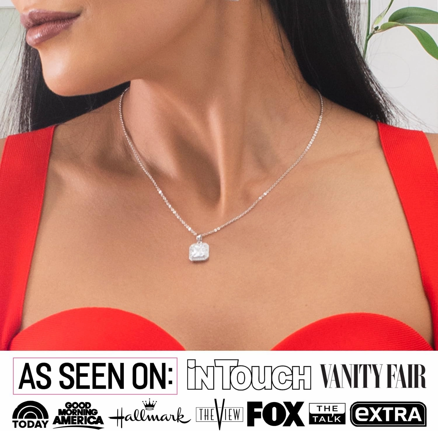 Ivy 18k White Gold Plated Halo Pendant Necklace with Simulated Diamond Crystals