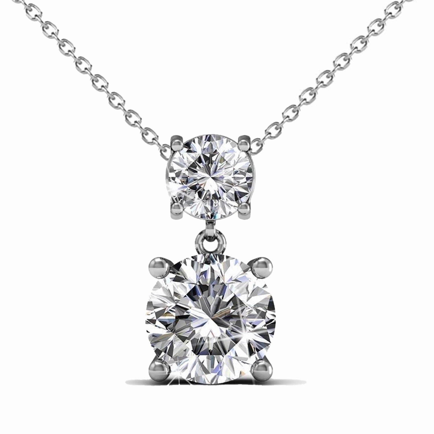 Jasmine 18k White Gold Plated Drop Necklace with Swarovski Crystals