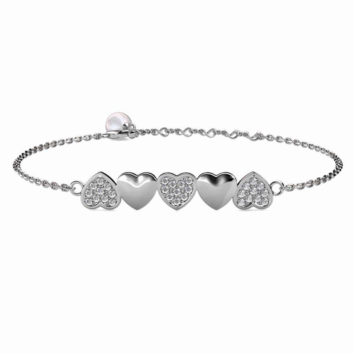 Juliette 18k White Gold Plated Heart Bracelet with Swarovski Crystals