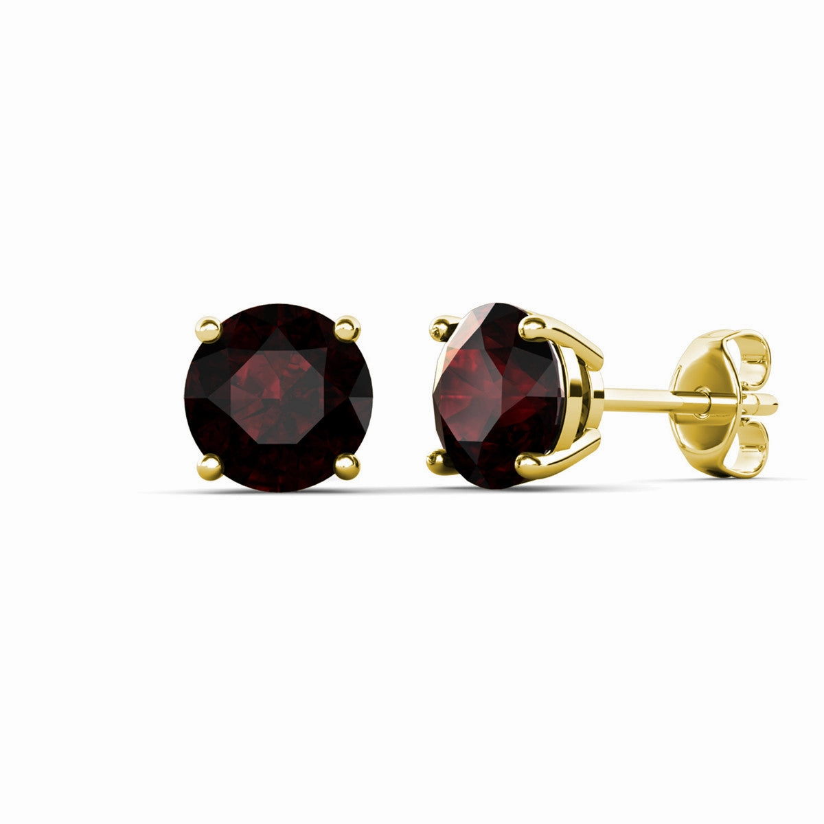 Larissa 18k Yellow Gold Plated Stud Earrings with Round Cut Ruby Gemstones