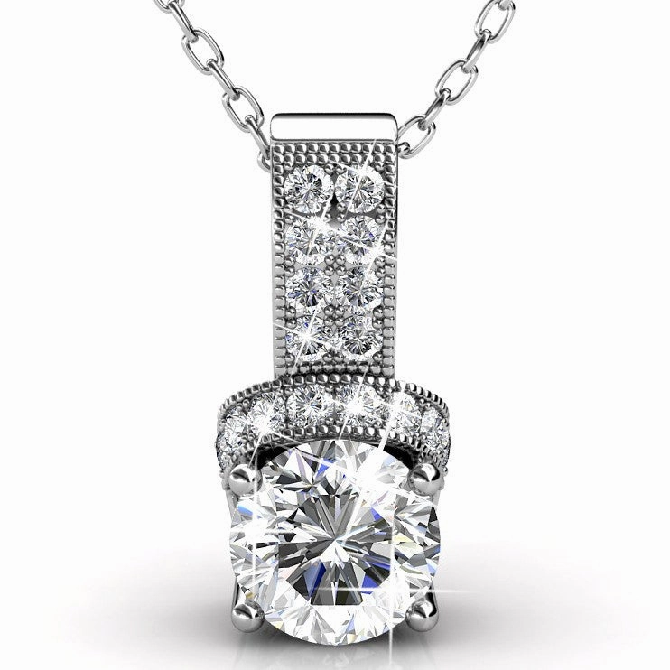 Laya 18k White Gold Plated Pendant Necklace with Swarovski Crystals