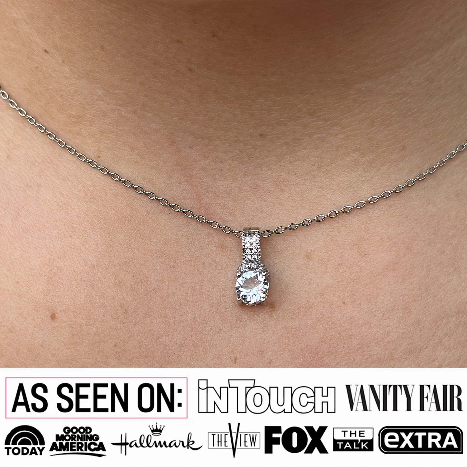 Laya 18k White Gold Plated Pendant Necklace with Swarovski Crystals
