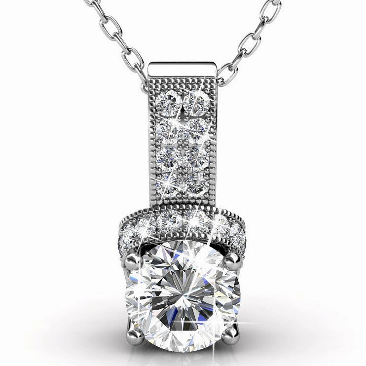 Laya 18k White Gold Plated Pendant Necklace with Swarovski Crystals