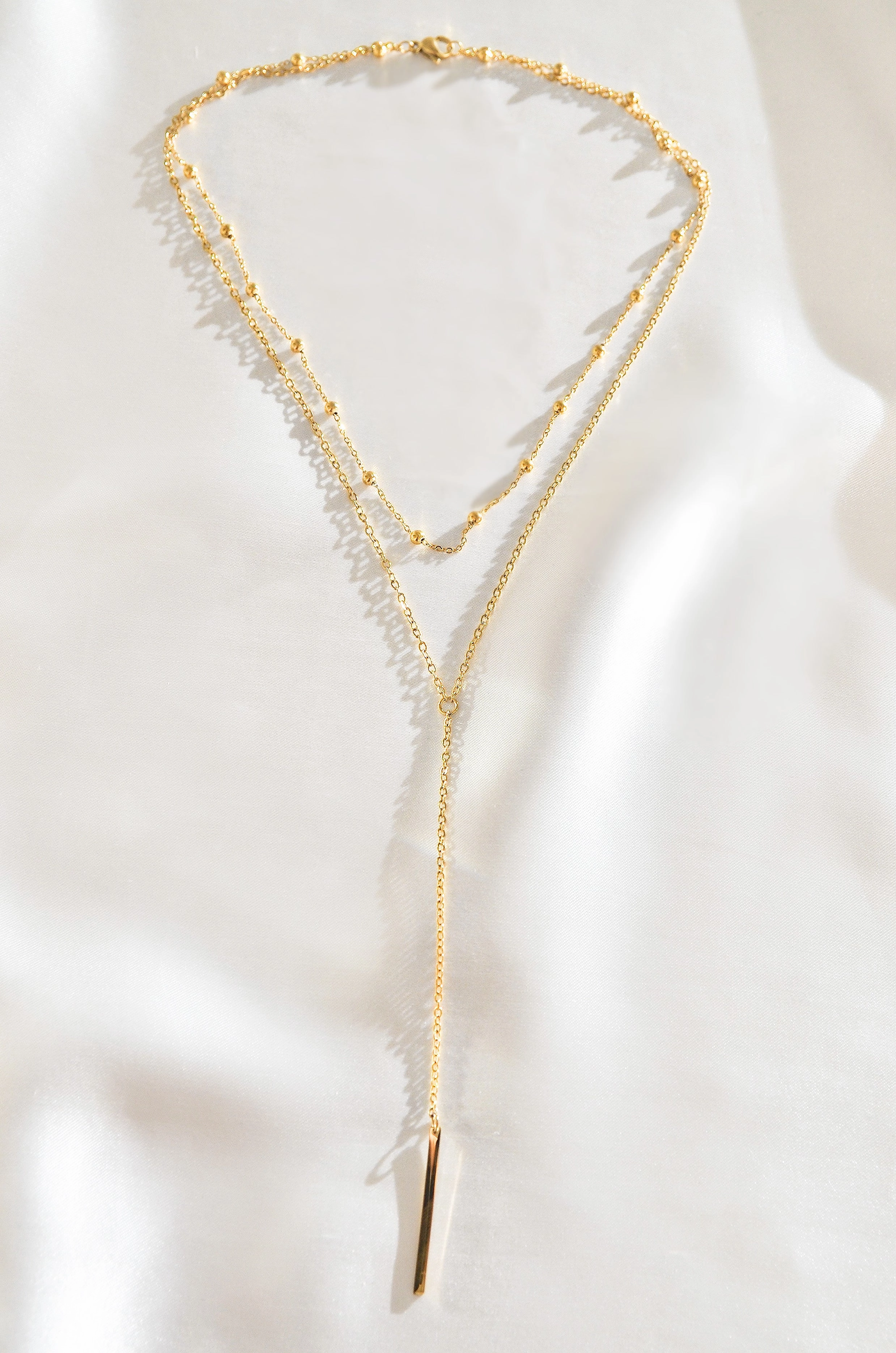 LAYERED LARIAT CHAIN NECKLACE SET