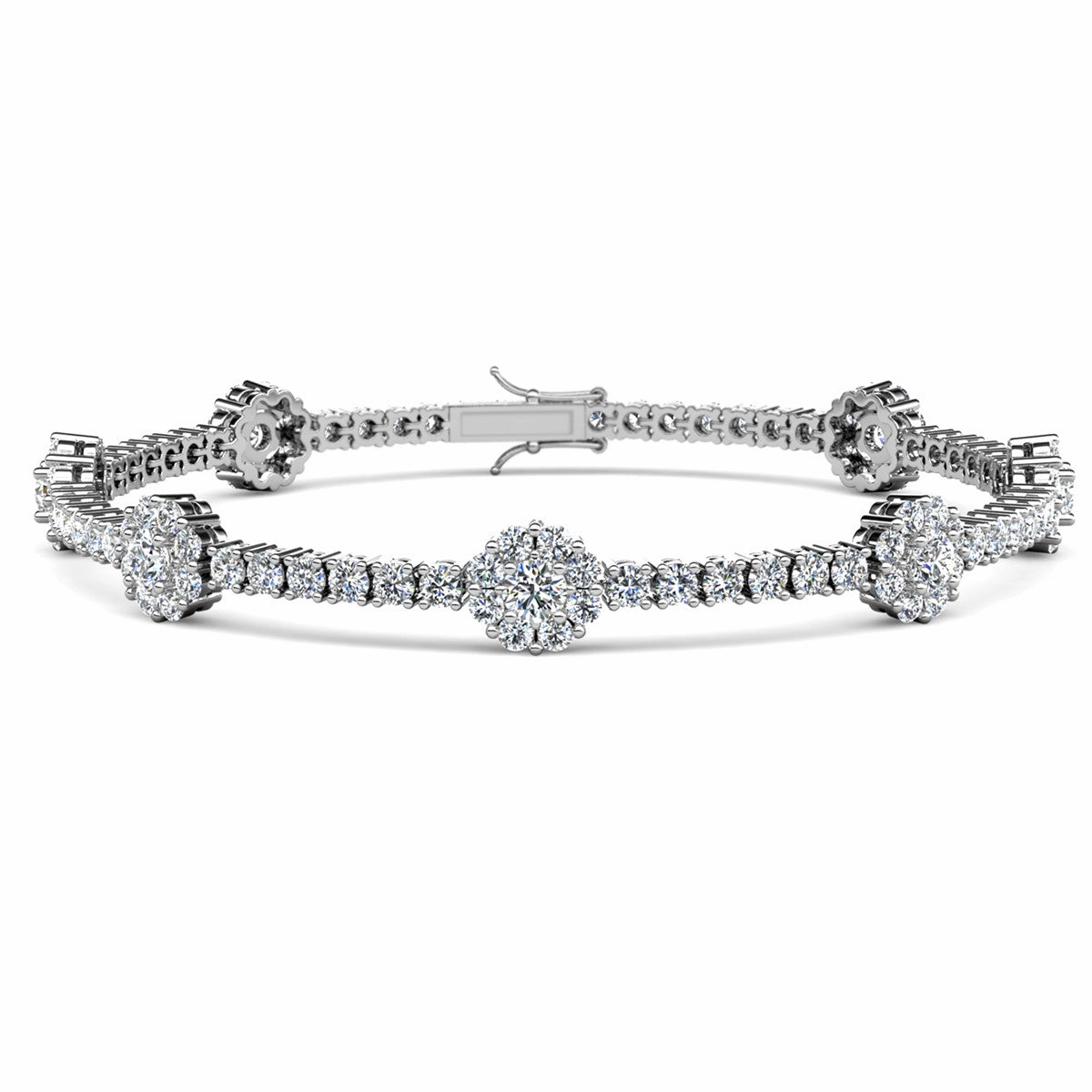 Leah 18k White Gold Plated Tennis Bracelet with Simulated Diamond Crystals