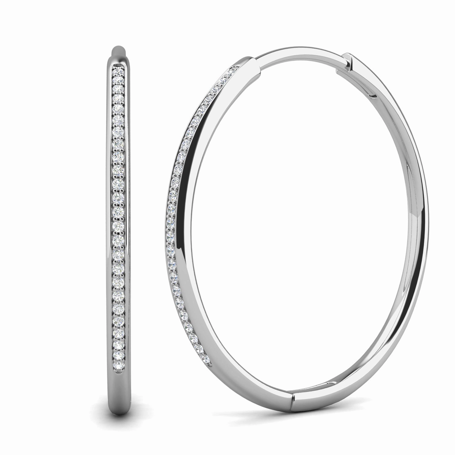 Leslie 18k White Gold Plated 10mm-40mm Hoop Earrings with Swarovski Crystals