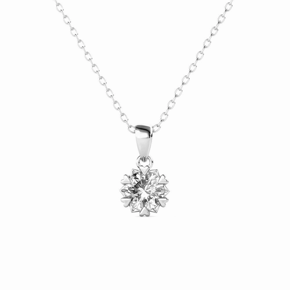 Maggie 18k White Gold Plated Pendant Necklace with Round Cut Solitaire Swarovski Crystal
