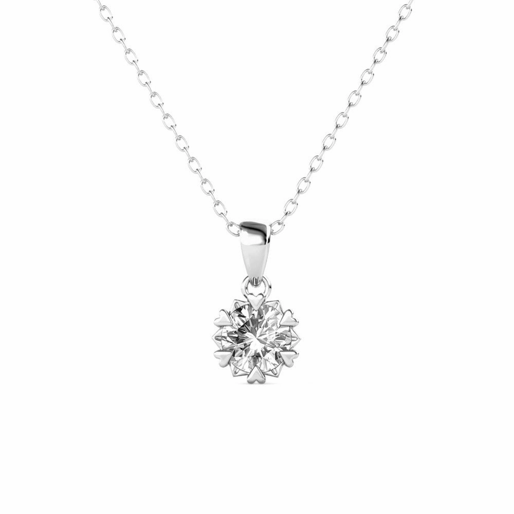 Maggie 18k White Gold Plated Pendant Necklace with Round Cut Solitaire Swarovski Crystal